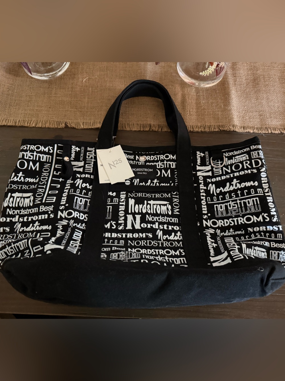 Nordstrom Black and White Logo Graphic Canvas Tote